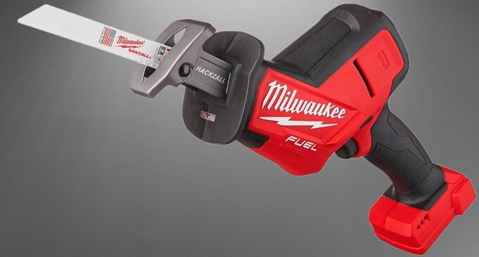 Milwaukee 2719-20 M18 FUEL Hackzall, a compact and powerful one-handed reciprocating saw with a red and black design, featuring a brushless motor, pivoting shoe, and a lightweight build for precise and efficient cutting