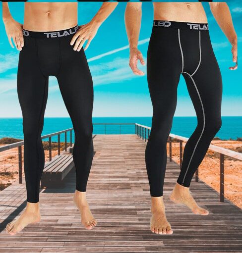 Men's leggings with a sleek, form-fitting design, featuring moisture-wicking fabric, stretchable material, and a comfortable waistband for athletic performance and casual wear.